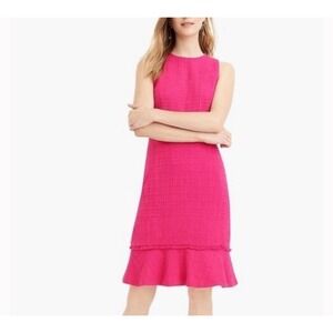 J Crew Women's A Line Fluted Hem Tweed Dress Pink Sz‎ 10